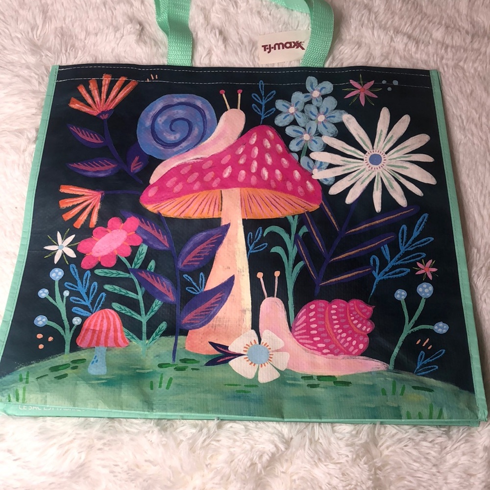 Reusable Shopping Bag TJMAXX Snail 🐌 Mushroom 🍄 Flowers 🌸 NWT